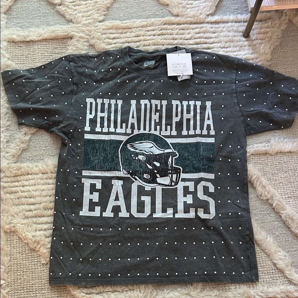 PHILADELPHIA EAGLES ON THE BALL MINI OVERSIZED RHINESTONE TEE